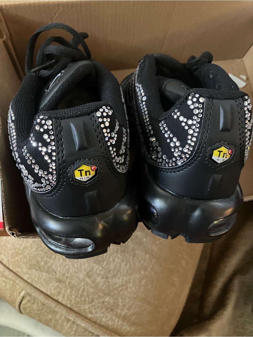 Nike Women's Black Sneaker with White Rhinestone Wave Detail - Picture 4 of 6
